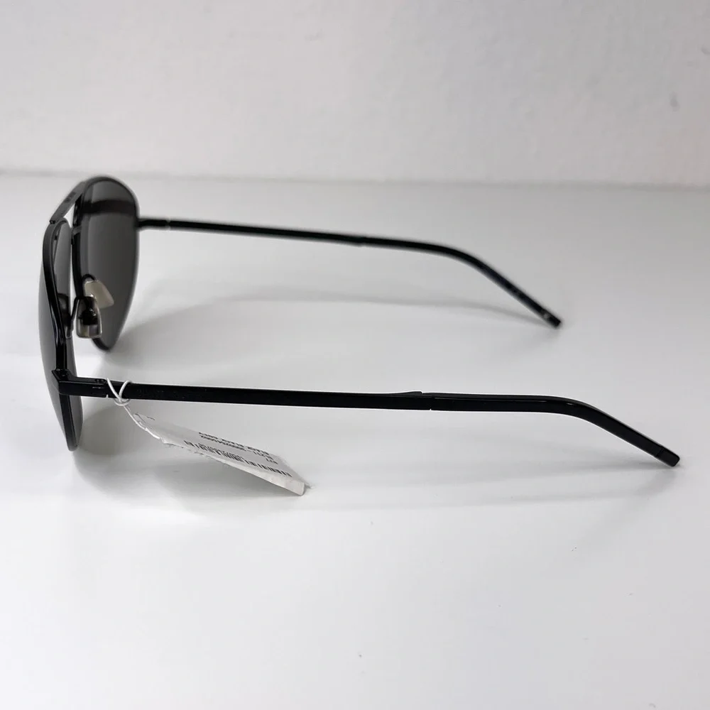 SAINT LAURENT Classic Aviator Sunglasses 60mm NEW Black Polarized